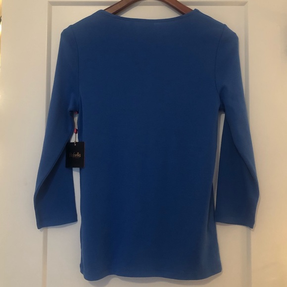 BNWT Rafaella Royal Blue 3/4 Sleeve V-Neck Shirt S - Picture 3 of 4